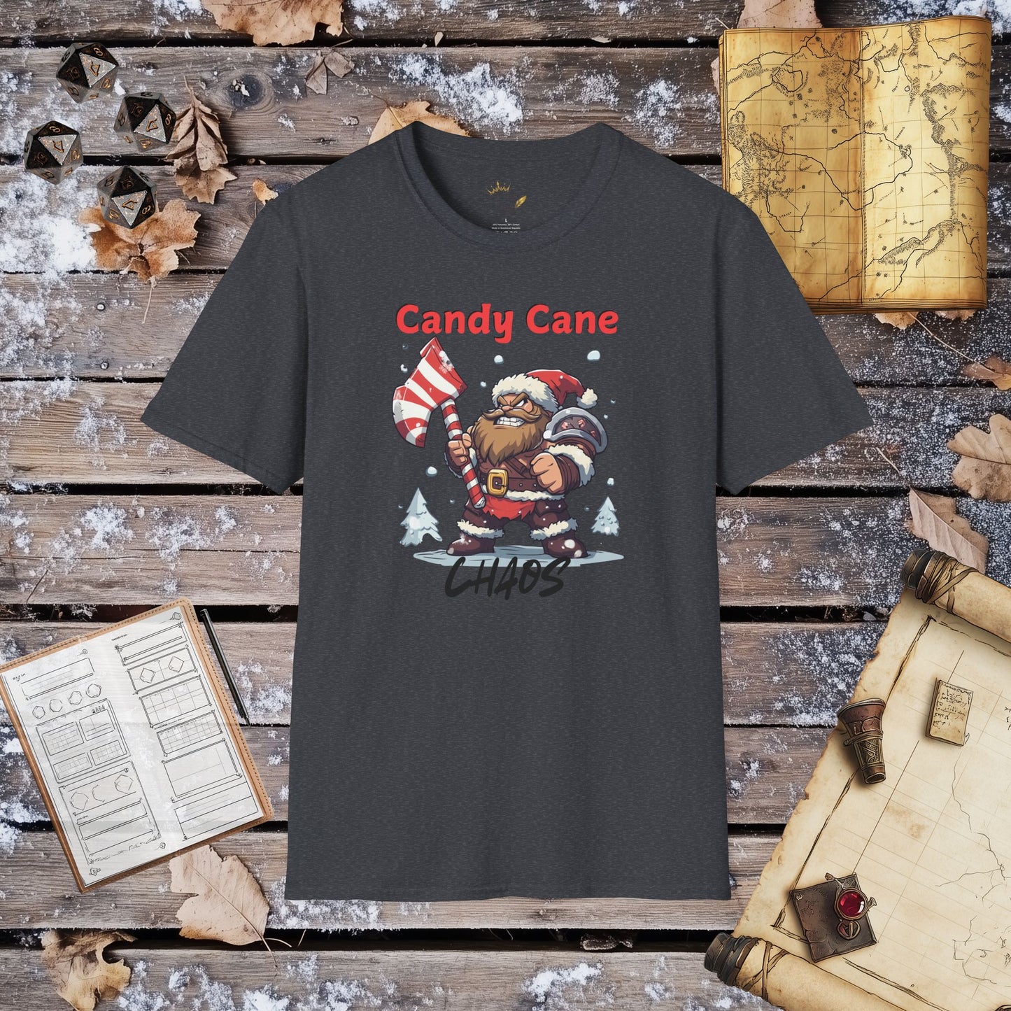 Candy Cane Chaos - Barbarian Santa Clause Fantasy Group Role-Playing Unisex Graphic T-Shirt