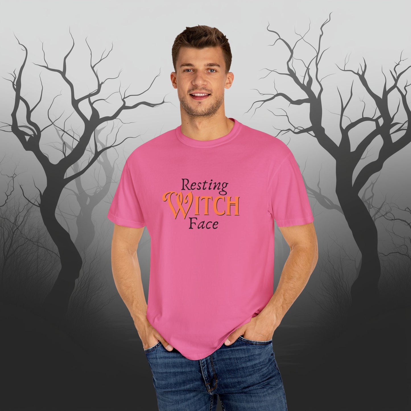 Resting Witch Face Funny Halloween Graphic T - Cute Comfort Colors 1717 Halloween Graphic T