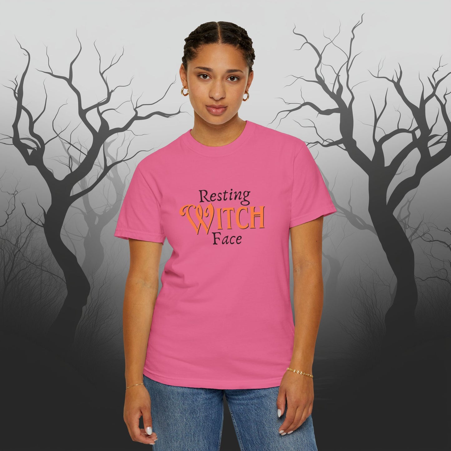 Resting Witch Face Funny Halloween Graphic T - Cute Comfort Colors 1717 Halloween Graphic T