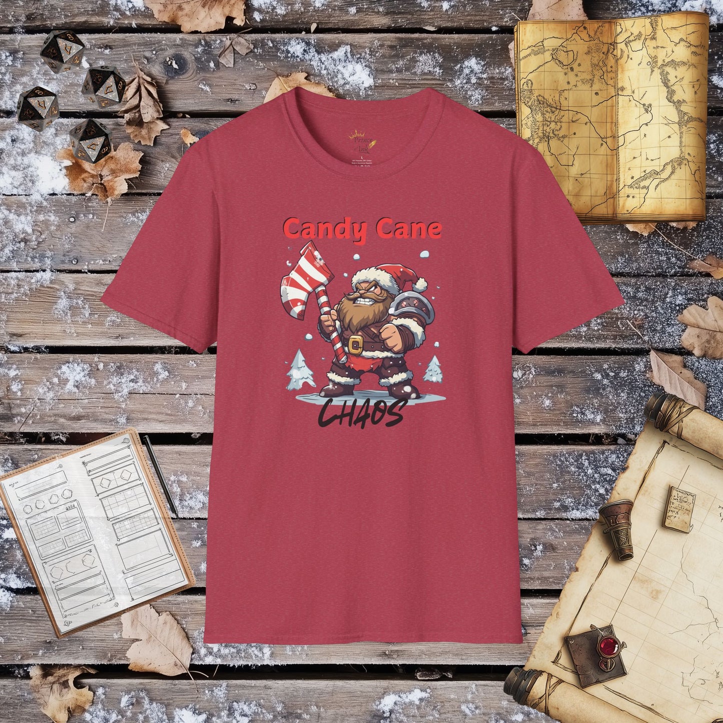 Candy Cane Chaos - Barbarian Santa Clause Fantasy Group Role-Playing Unisex Graphic T-Shirt