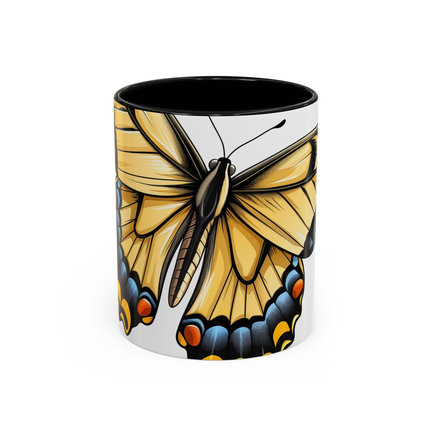 Yellow Tiger Swallowtail Butterfly Accent Coffee Mug, 11oz, Tiger Swallowtail re-imagined Beautiful Tiger Swallowtail Butterfly Coffee Mug & Tea Cup