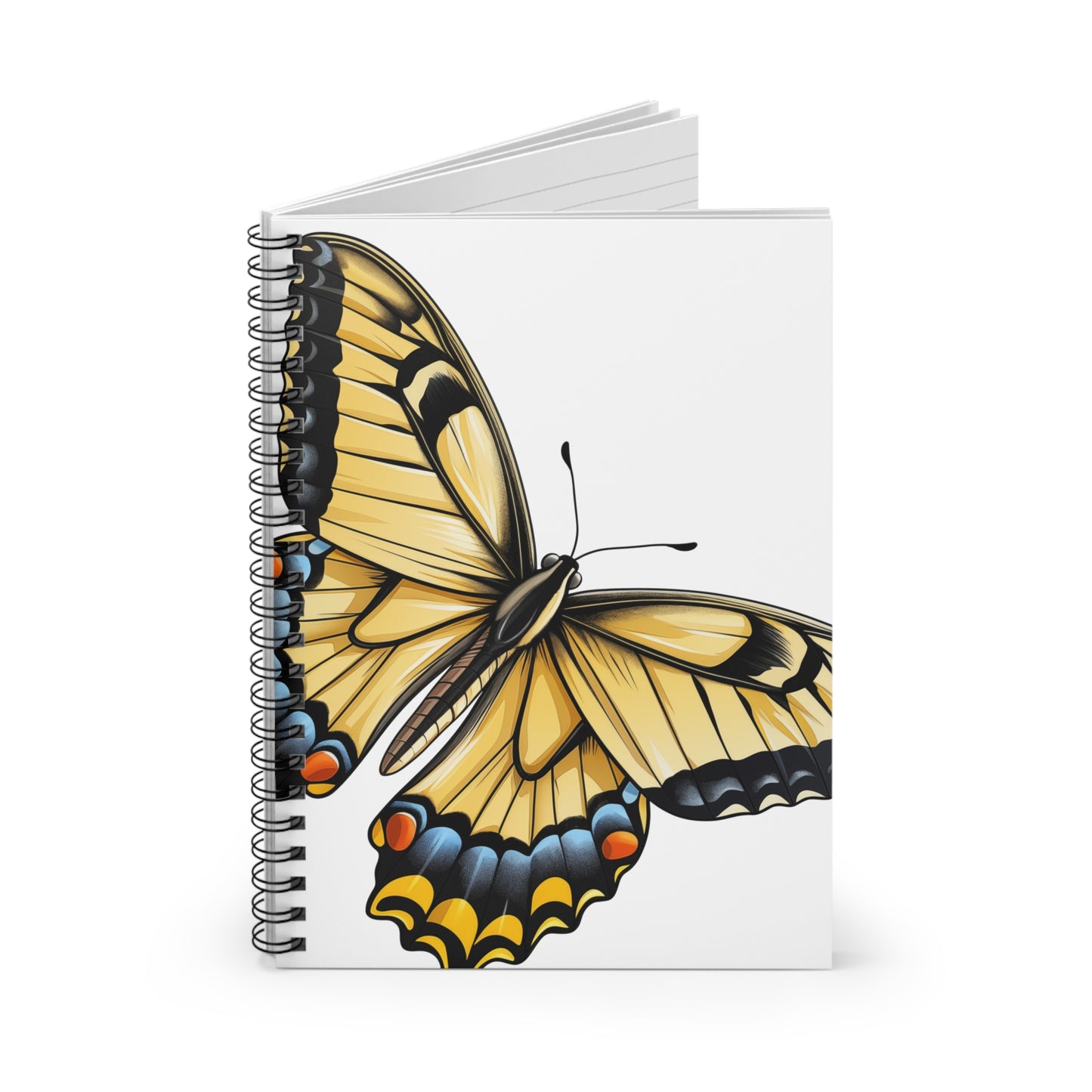 Tiger Swallowtail Butterfly Spiral Notebook Ruled, Lined Journal Diary for School, College, Office or Home. Artistic Stationary Supply or Gift