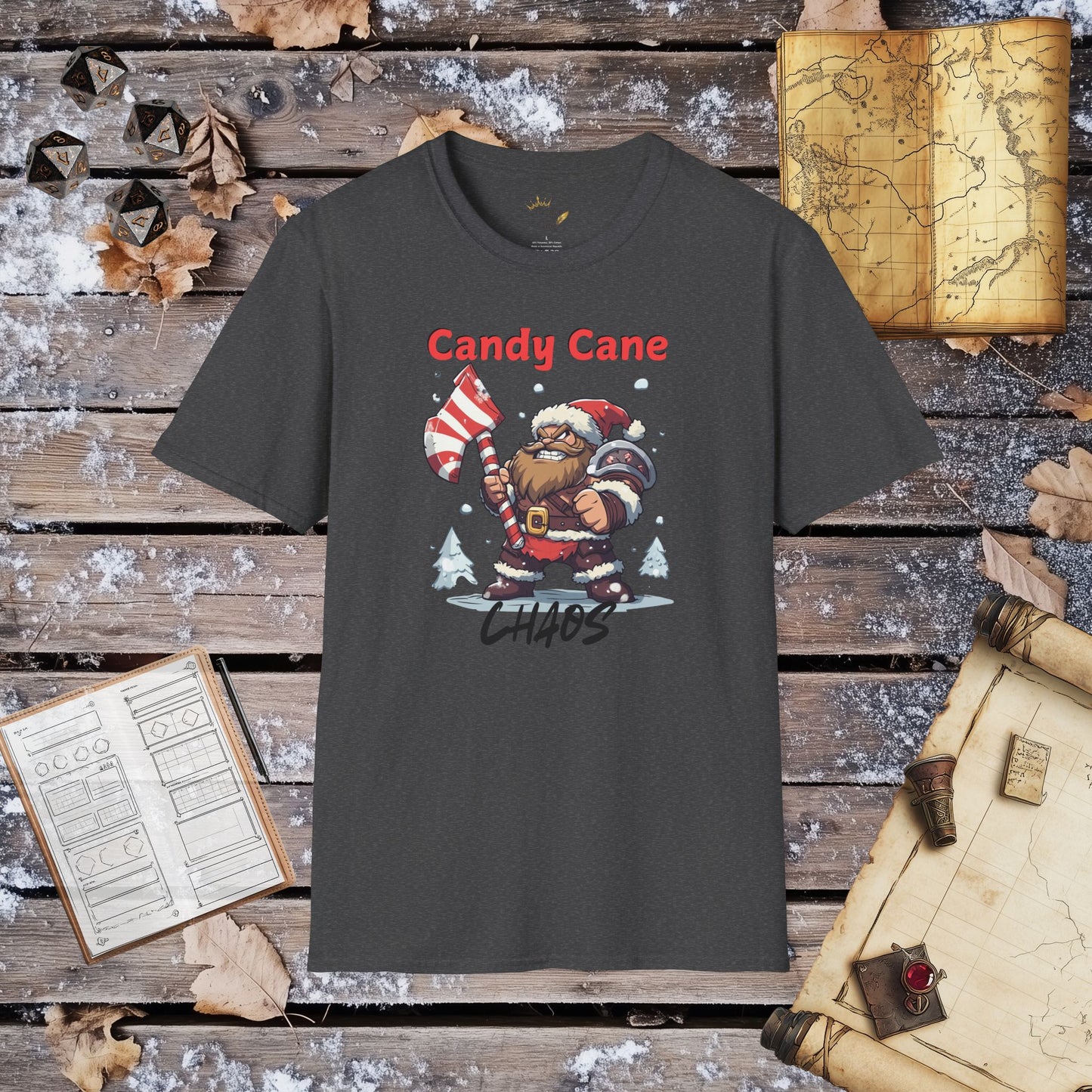 Candy Cane Chaos - Barbarian Santa Clause Fantasy Group Role-Playing Unisex Graphic T-Shirt