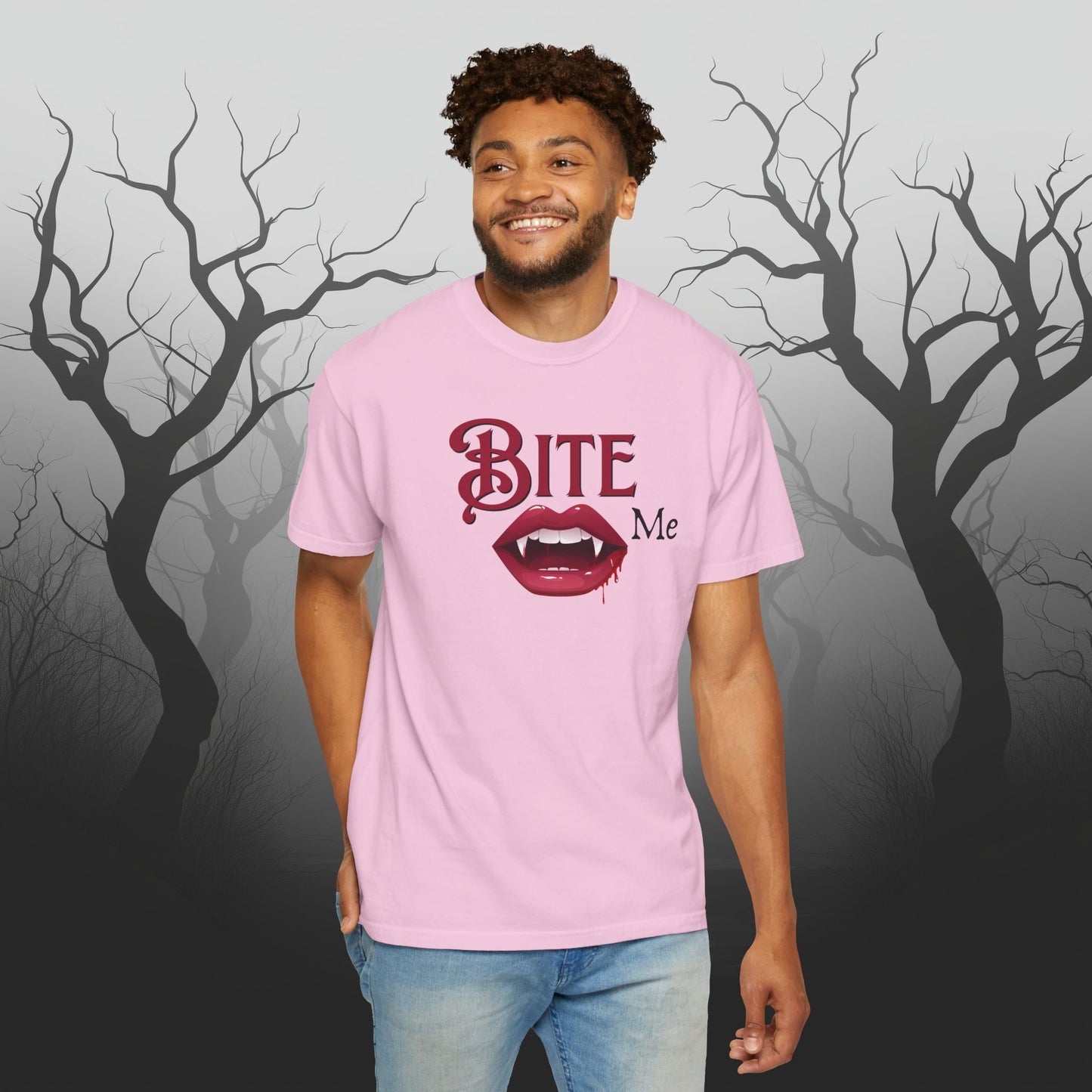 Bite Me Cute Halloween Graphic T - Cute Vampire Bite Me T-Shirt - Comfort Colors 1717