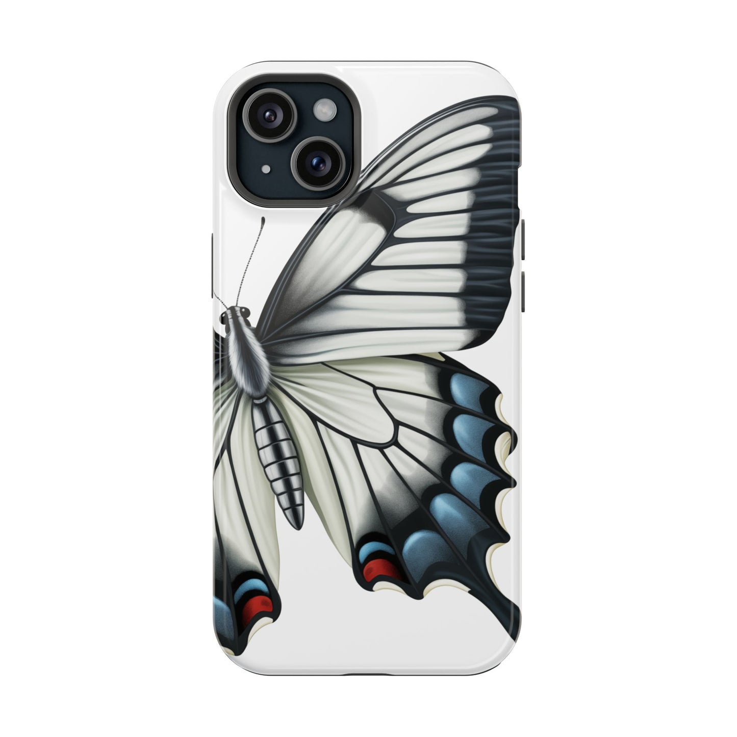 White Zebra Swallowtail Butterfly Re-imagined iPhone case Beautiful Butterfly MagSafe Tough Cases White Swallowtail Butterfly MagSafe iPhone Case