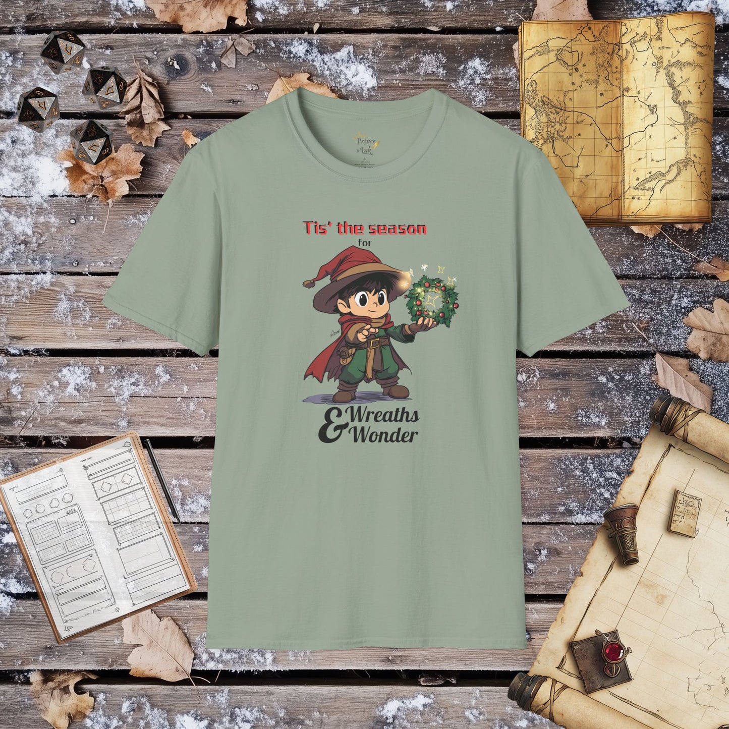 Tis' the Season for Wreaths & Wonder - Warlock Fantasy Group Role-Playing Unisex Graphic T-Shirt