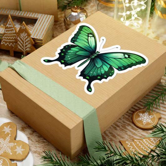 Beautiful Emerald Swallowtail Butterfly Kiss-Cut Stickers, Spring Sticker Collection, Cute Bright Spring Decor Colors, Happy Vibes, Holiday Accent