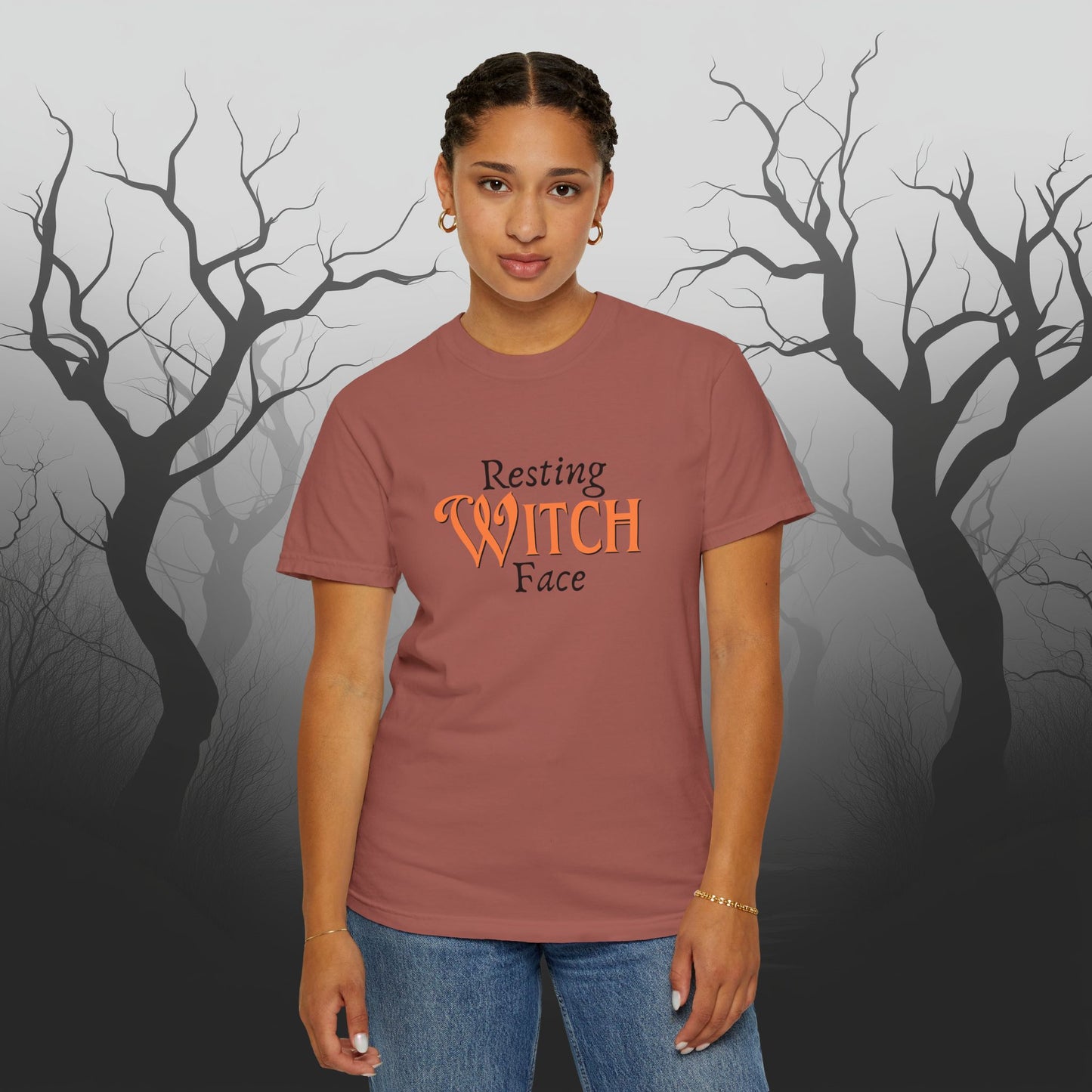 Resting Witch Face Funny Halloween Graphic T - Cute Comfort Colors 1717 Halloween Graphic T