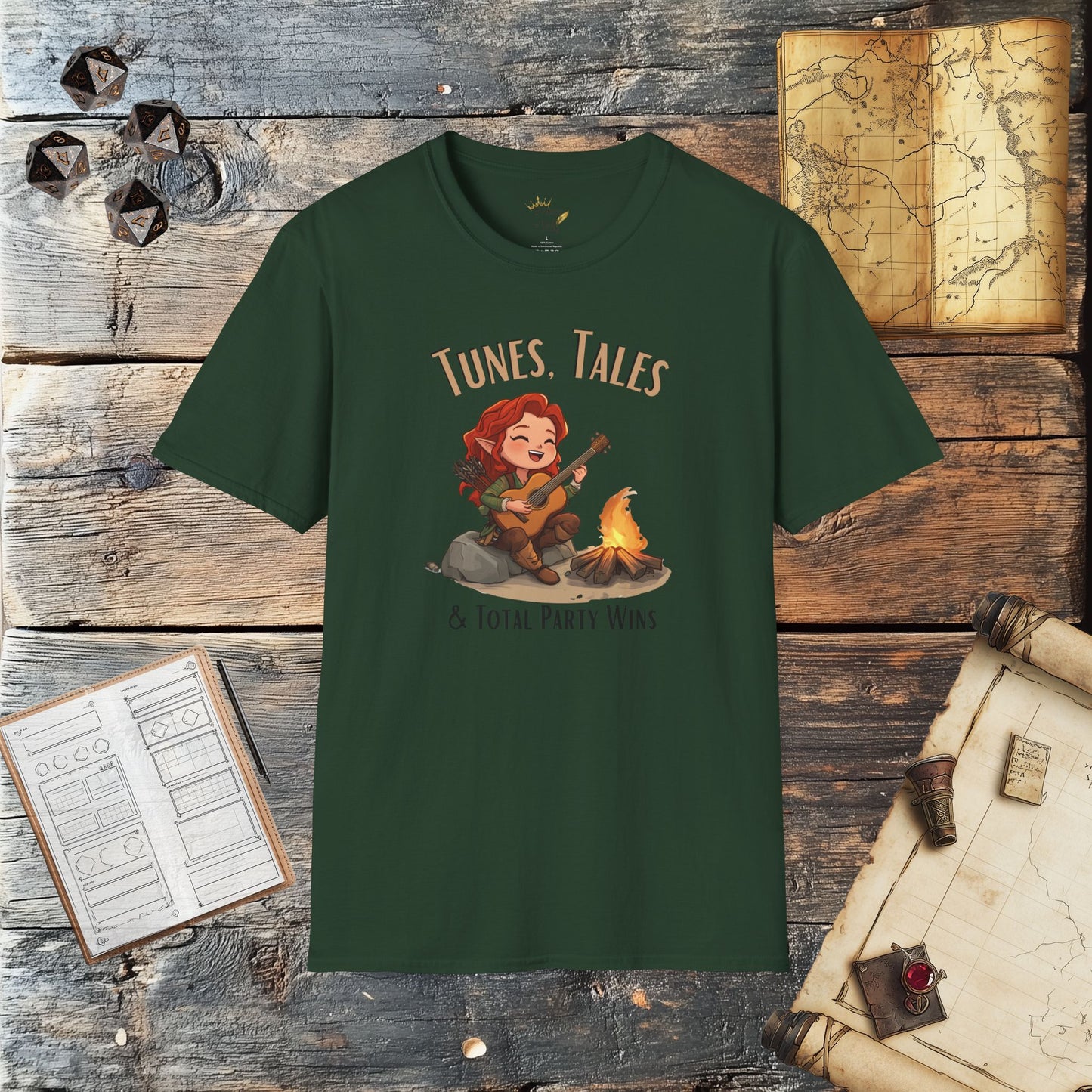 Tunes, Tales & Total Party Wins - Fantasy Group Role-Playing Unisex Graphic T-Shirt