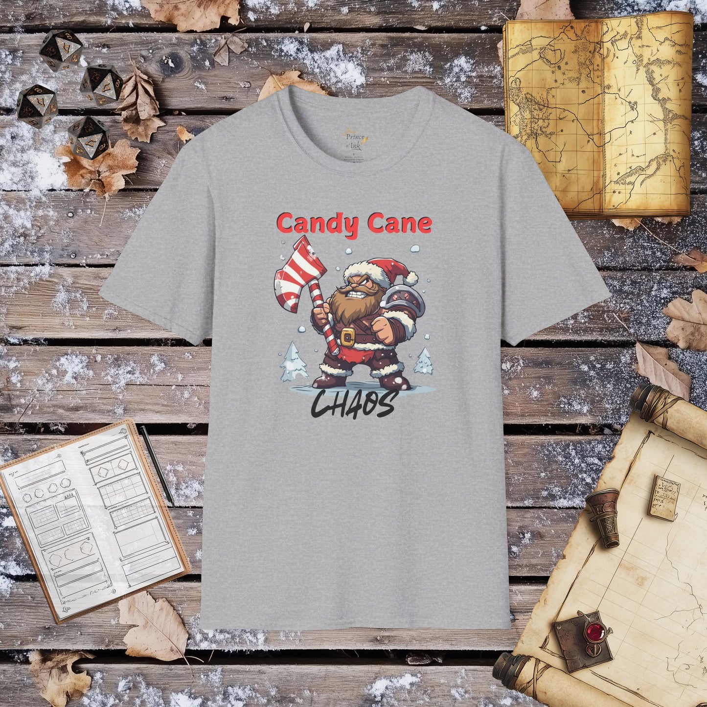 Candy Cane Chaos - Barbarian Santa Clause Fantasy Group Role-Playing Unisex Graphic T-Shirt