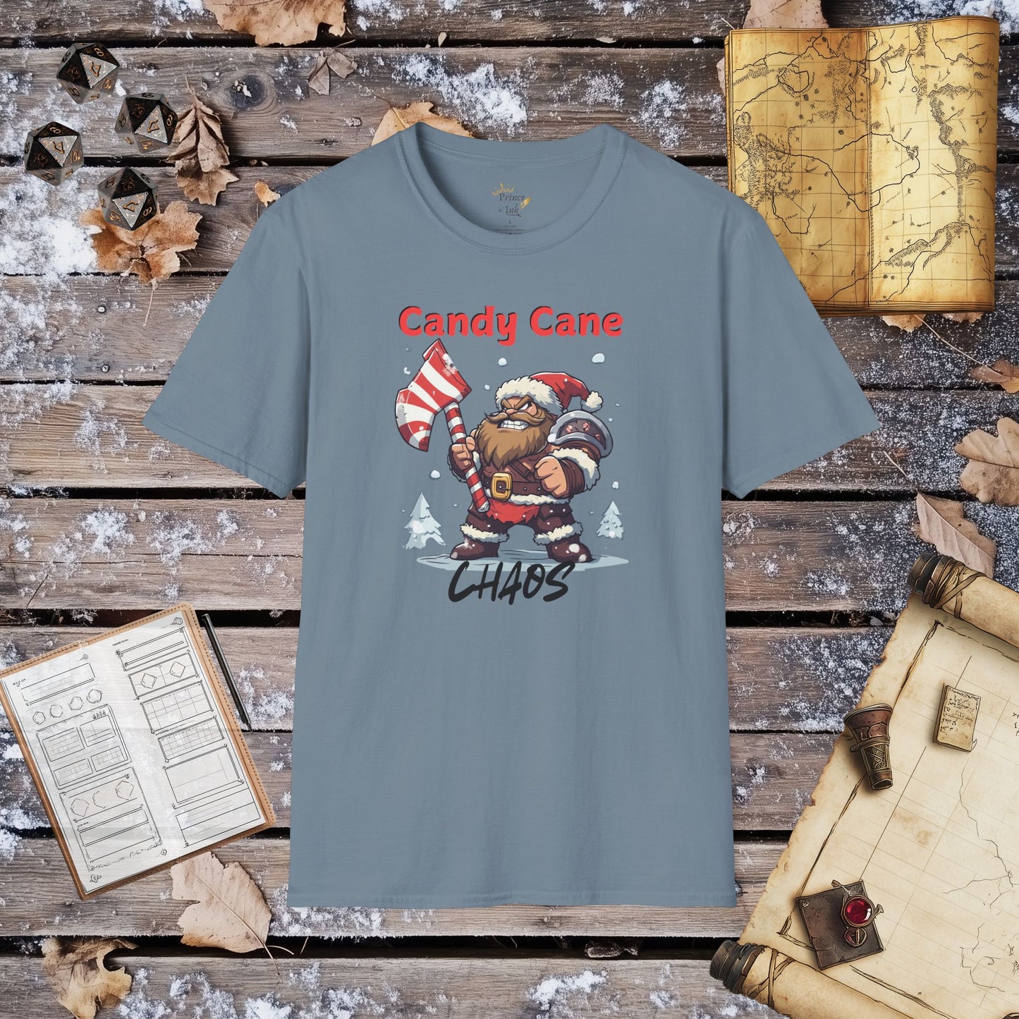 Candy Cane Chaos - Barbarian Santa Clause Fantasy Group Role-Playing Unisex Graphic T-Shirt