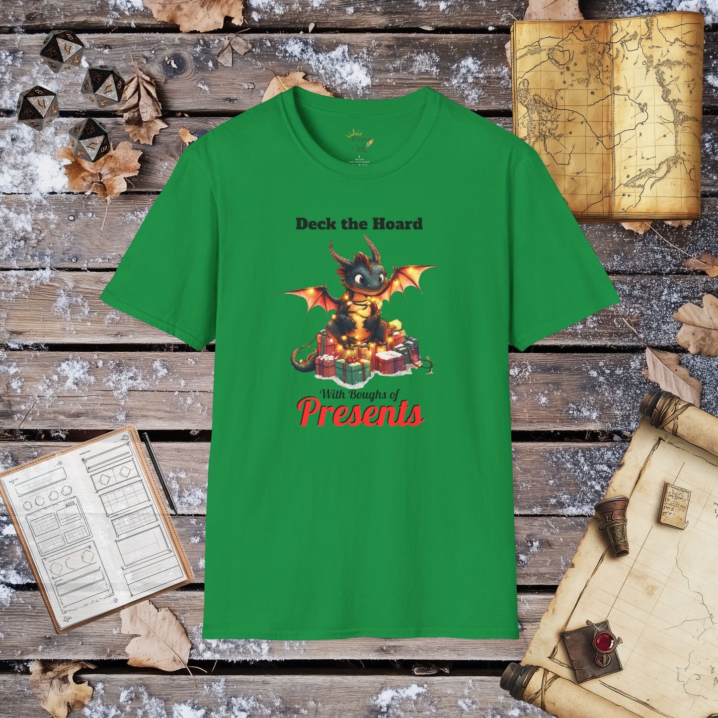 Deck the Hoard with Boughs of Presents - Cute Holiday Dragon Fantasy Group Role-Playing Unisex Graphic T-Shirt