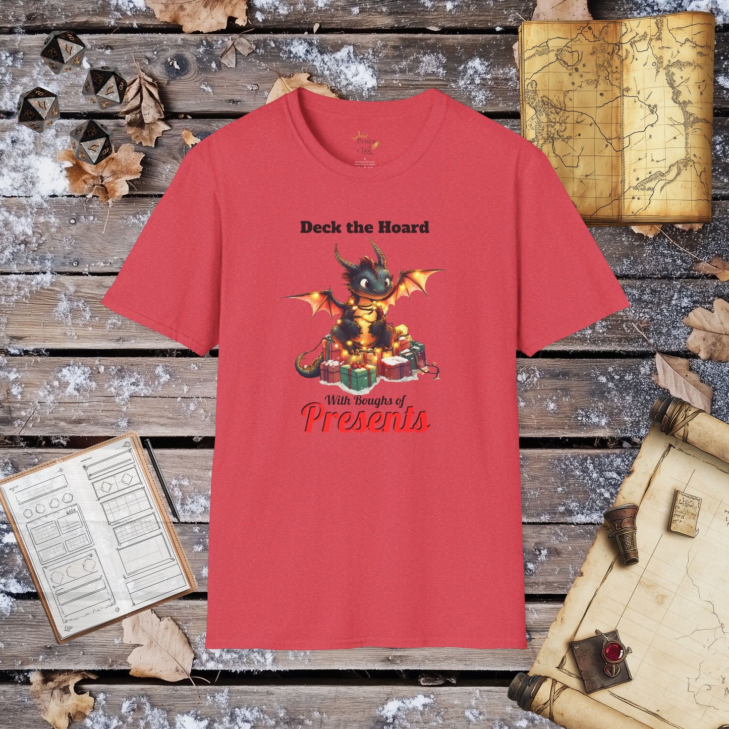 Deck the Hoard with Boughs of Presents - Cute Holiday Dragon Fantasy Group Role-Playing Unisex Graphic T-Shirt