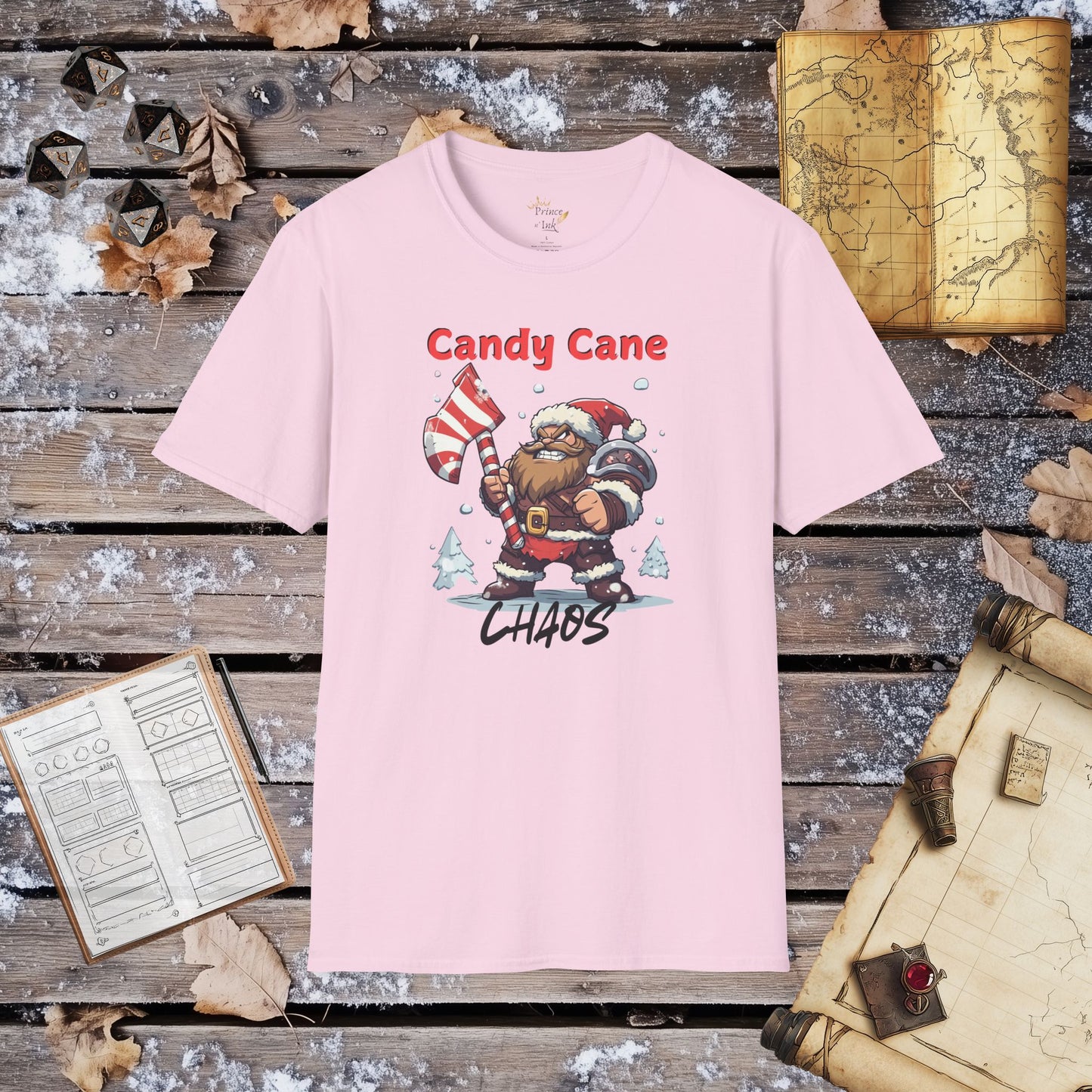 Candy Cane Chaos - Barbarian Santa Clause Fantasy Group Role-Playing Unisex Graphic T-Shirt