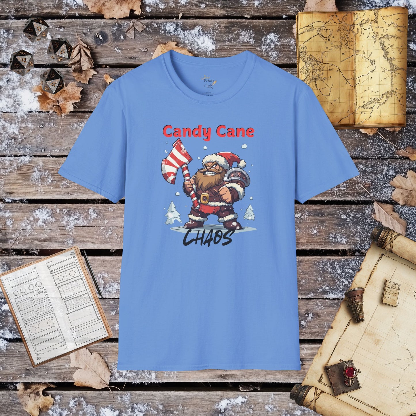 Candy Cane Chaos - Barbarian Santa Clause Fantasy Group Role-Playing Unisex Graphic T-Shirt