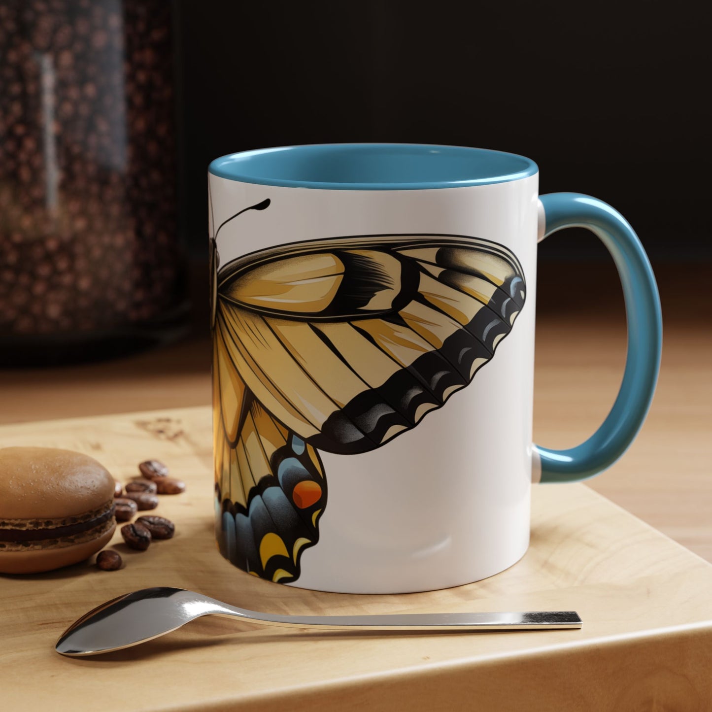 Yellow Tiger Swallowtail Butterfly Accent Coffee Mug, 11oz, Tiger Swallowtail re-imagined Beautiful Tiger Swallowtail Butterfly Coffee Mug & Tea Cup