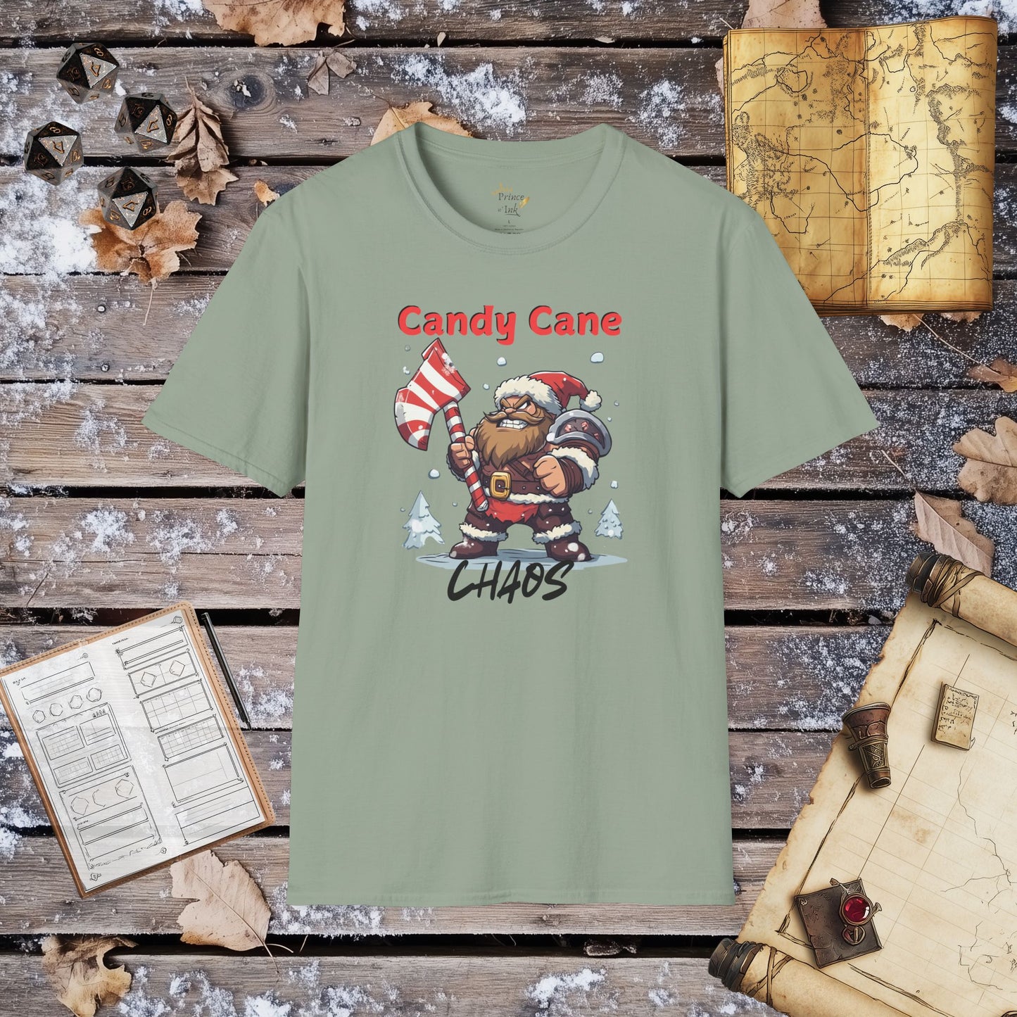 Candy Cane Chaos - Barbarian Santa Clause Fantasy Group Role-Playing Unisex Graphic T-Shirt