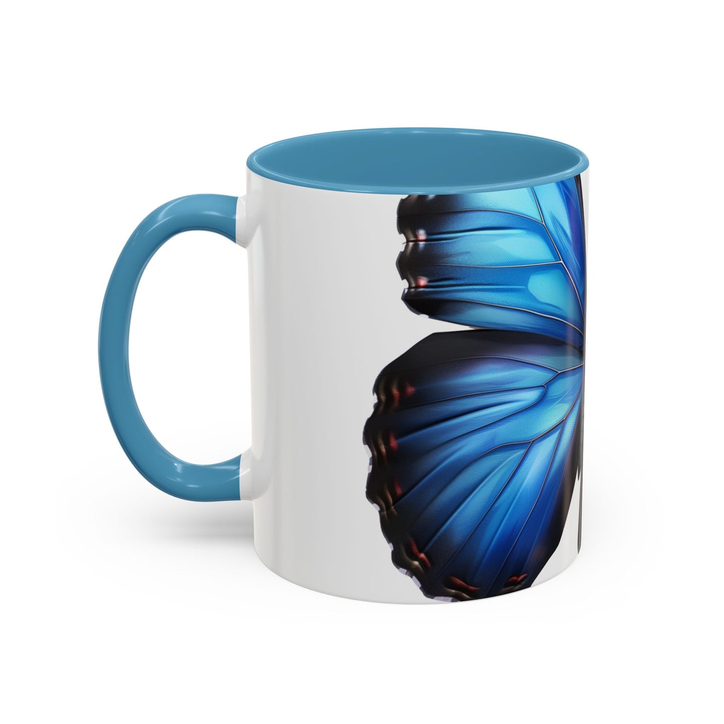 Blue Morpho Butterfly Accent Coffee Mug, 11oz, Monarch re-imagined Blue Butterfly Coffee mug or Tea Cup