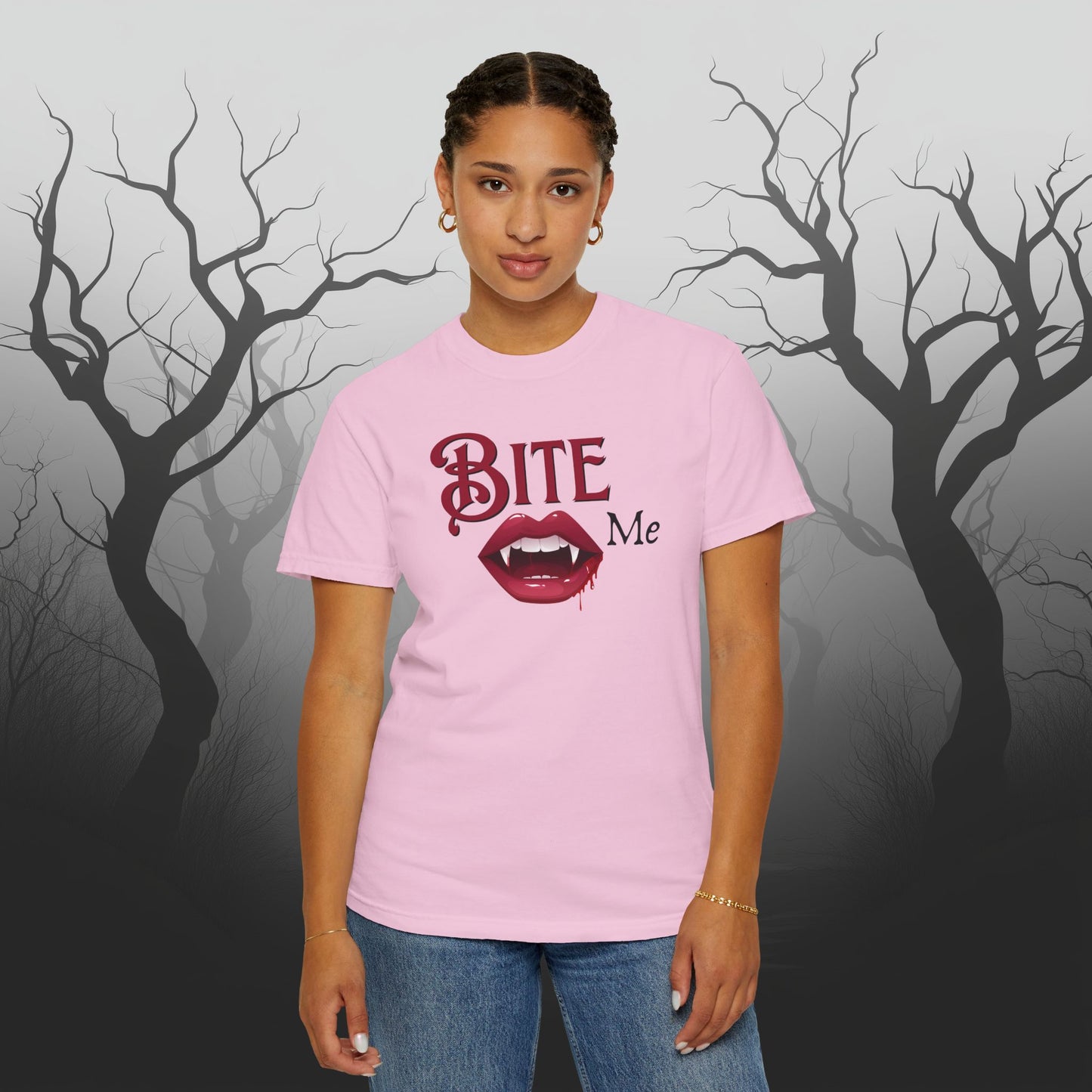 Bite Me Cute Halloween Graphic T - Cute Vampire Bite Me T-Shirt - Comfort Colors 1717