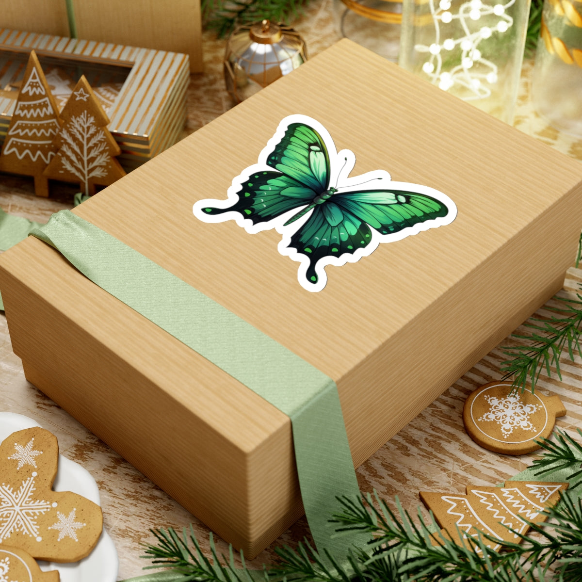 Beautiful Emerald Swallowtail Butterfly Kiss-Cut Stickers, Spring Sticker Collection, Cute Bright Spring Decor Colors, Happy Vibes, Holiday Accent