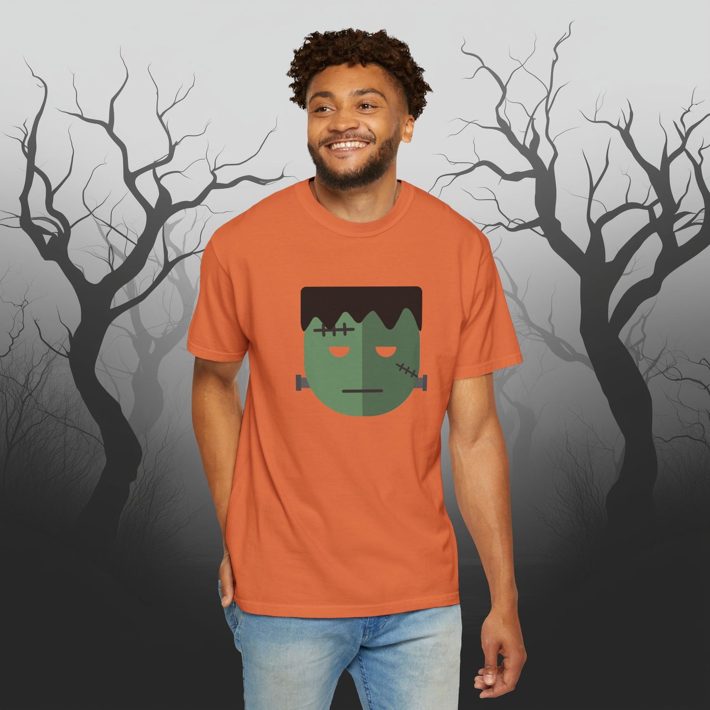 Cute & Simple Frankenstein Graphic Halloween Graphic T-Shirt - Funny Halloween Shirt Comfort Colors 1717