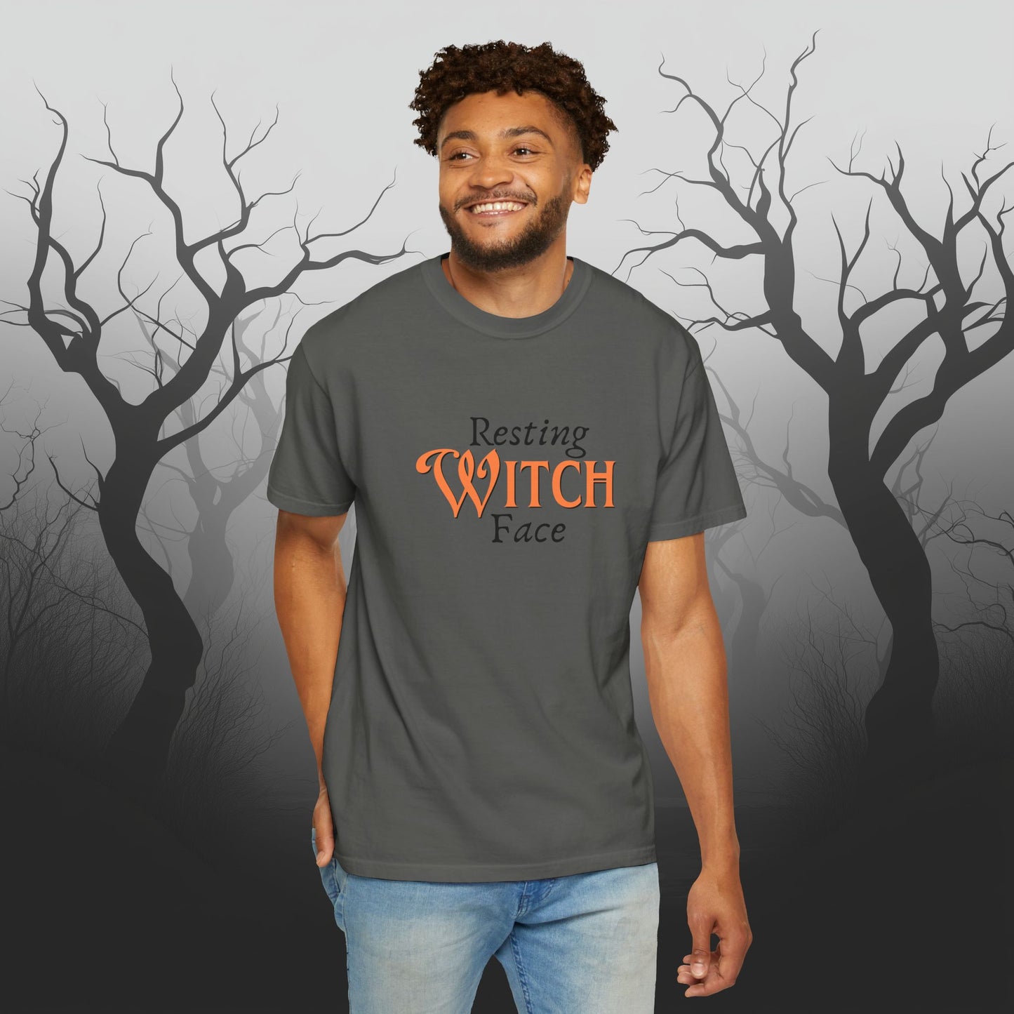 Resting Witch Face Funny Halloween Graphic T - Cute Comfort Colors 1717 Halloween Graphic T