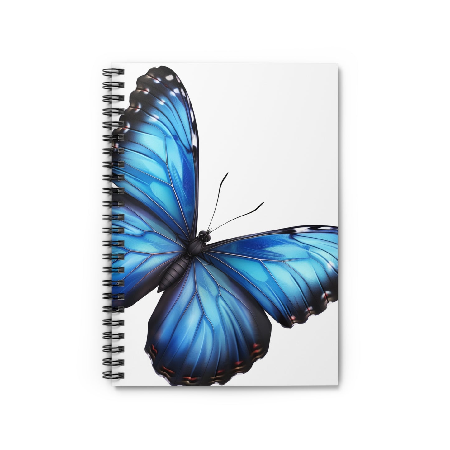 Blue Morpho Butterfly Spiral Notebook Ruled, Lined Journal Diary for School, College, Office or Home. Artistic Stationary Supply or Gift