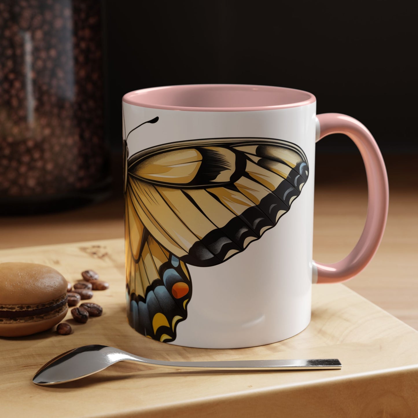 Yellow Tiger Swallowtail Butterfly Accent Coffee Mug, 11oz, Tiger Swallowtail re-imagined Beautiful Tiger Swallowtail Butterfly Coffee Mug & Tea Cup