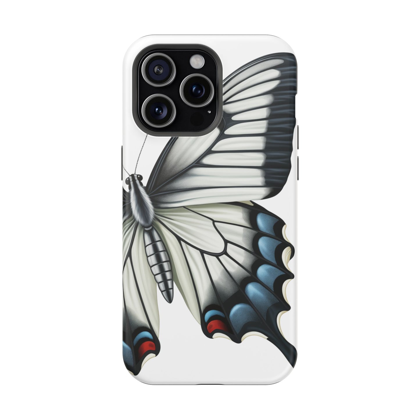 White Zebra Swallowtail Butterfly Re-imagined iPhone case Beautiful Butterfly MagSafe Tough Cases White Swallowtail Butterfly MagSafe iPhone Case