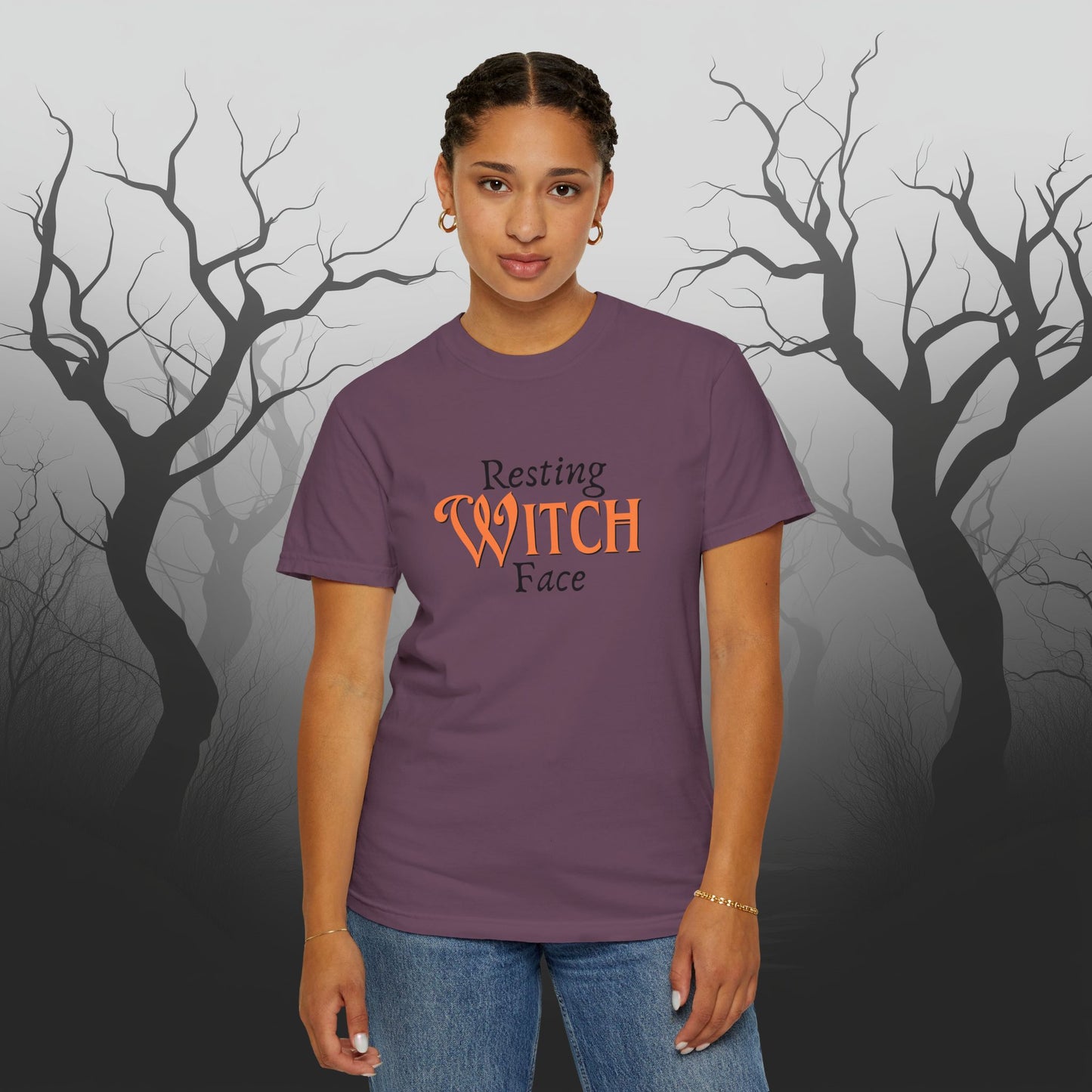 Resting Witch Face Funny Halloween Graphic T - Cute Comfort Colors 1717 Halloween Graphic T