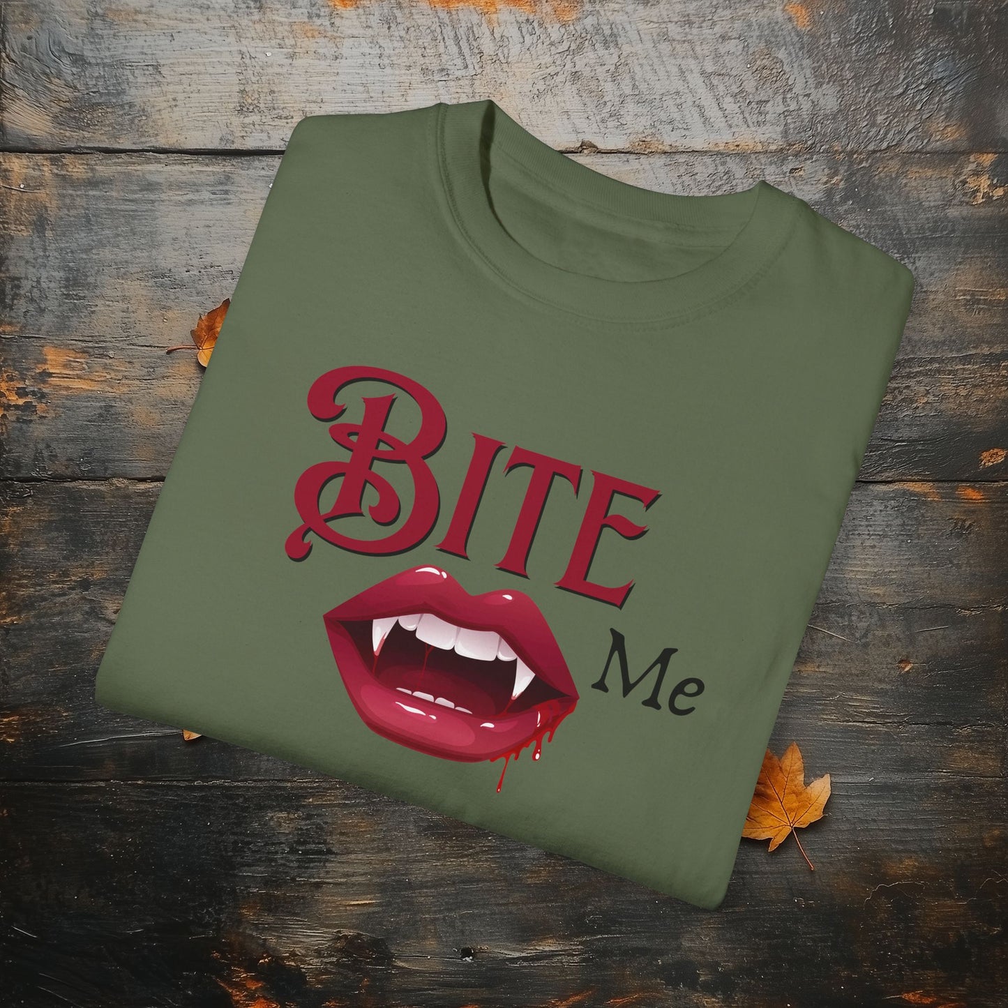 Bite Me Cute Halloween Graphic T - Cute Vampire Bite Me T-Shirt - Comfort Colors 1717