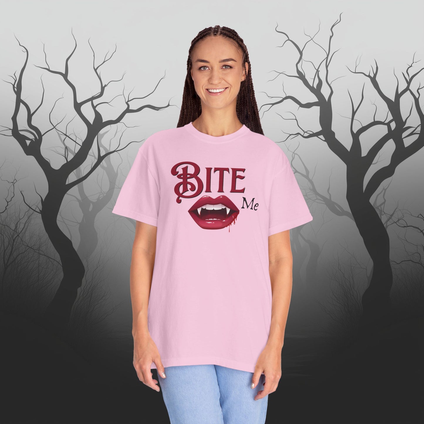 Bite Me Cute Halloween Graphic T - Cute Vampire Bite Me T-Shirt - Comfort Colors 1717