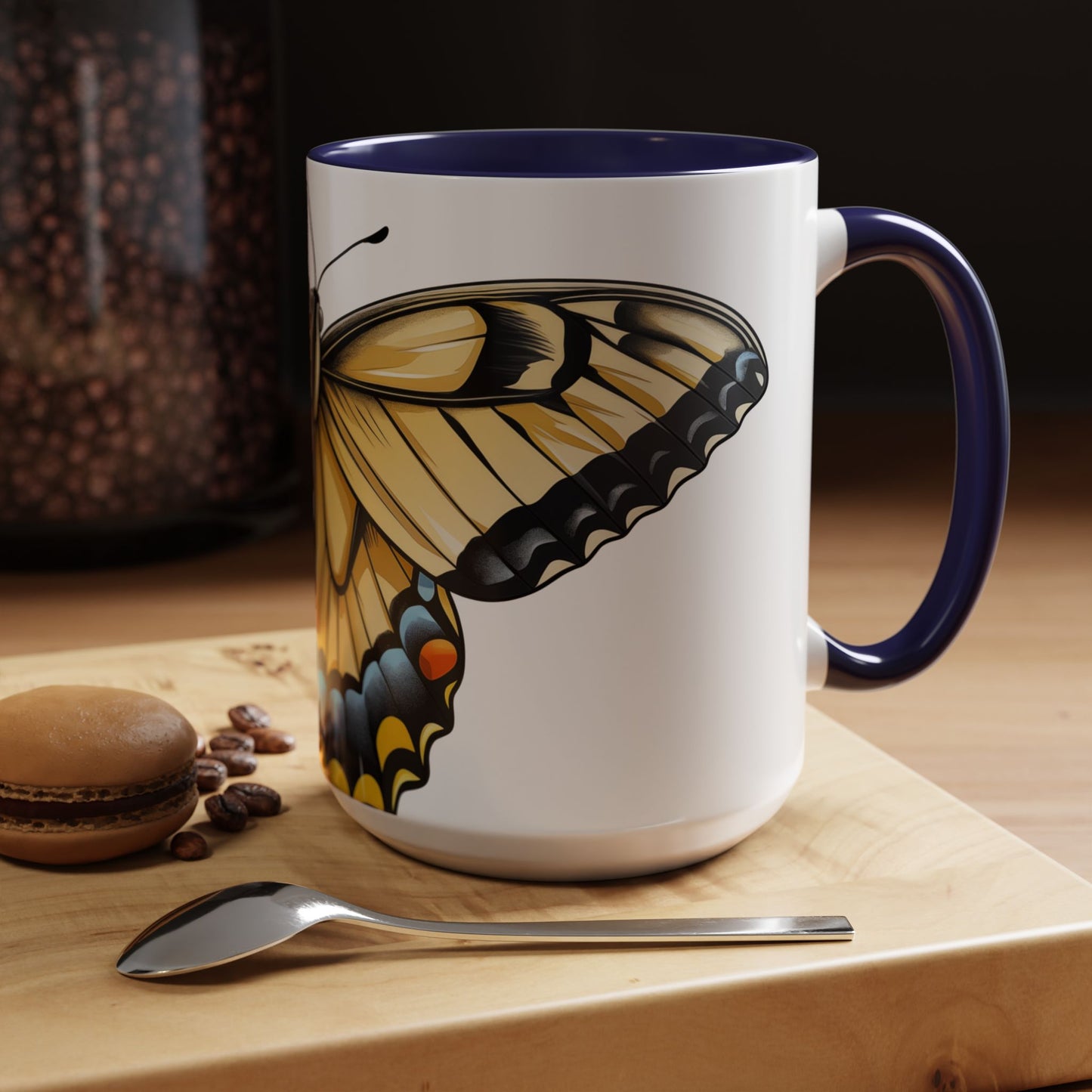 Yellow Tiger Swallowtail Butterfly Accent Coffee Mug, 11oz, Tiger Swallowtail re-imagined Beautiful Tiger Swallowtail Butterfly Coffee Mug & Tea Cup