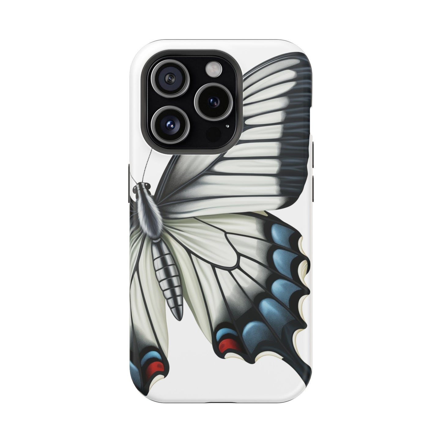 White Zebra Swallowtail Butterfly Re-imagined iPhone case Beautiful Butterfly MagSafe Tough Cases White Swallowtail Butterfly MagSafe iPhone Case