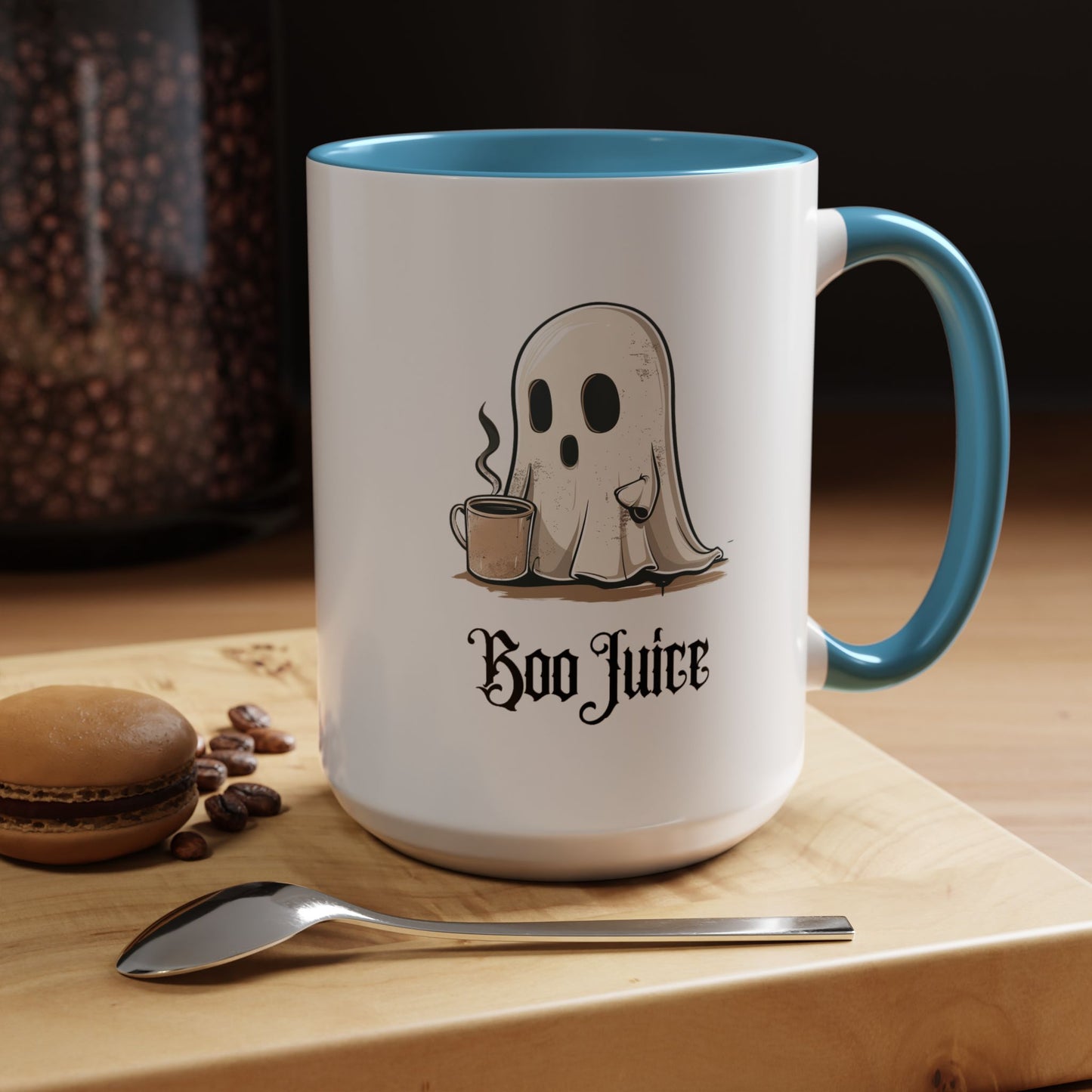 Boo Juice 11oz or 15oz Accent Halloween Coffee Mug - Cute Ghost Gift Idea for Halloween Lover Vintage Ghost Coffee or Tea Mug