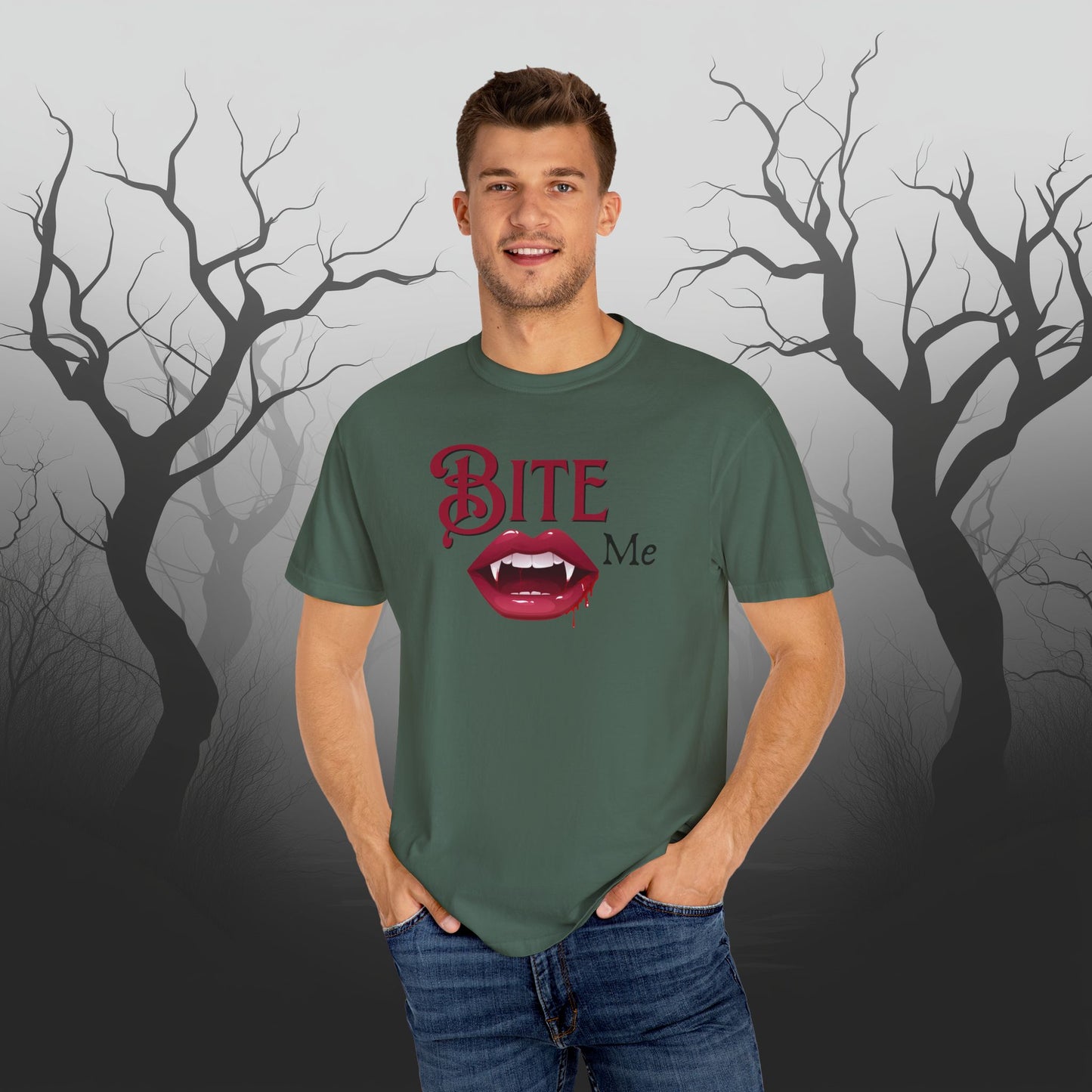 Bite Me Cute Halloween Graphic T - Cute Vampire Bite Me T-Shirt - Comfort Colors 1717