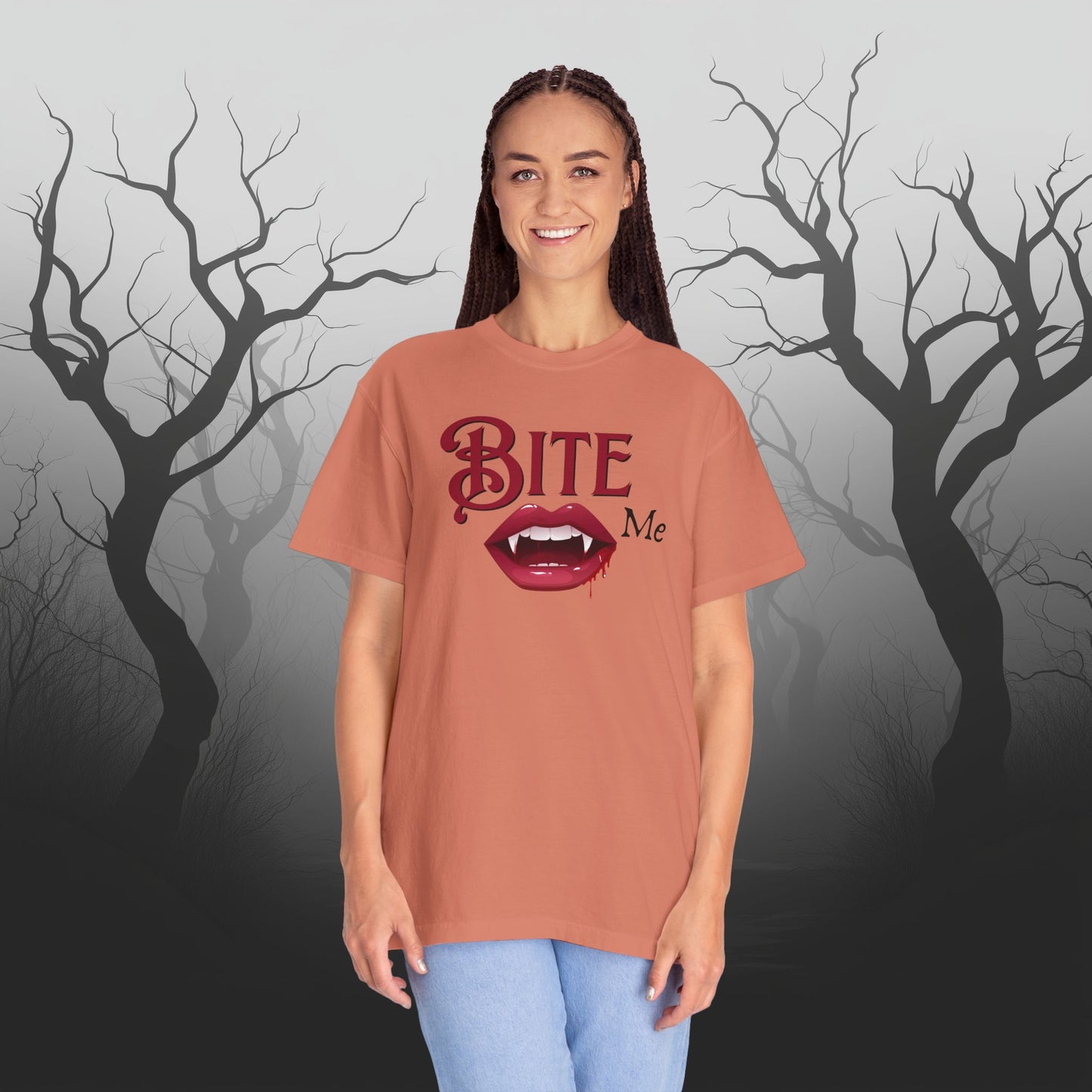 Bite Me Cute Halloween Graphic T - Cute Vampire Bite Me T-Shirt - Comfort Colors 1717