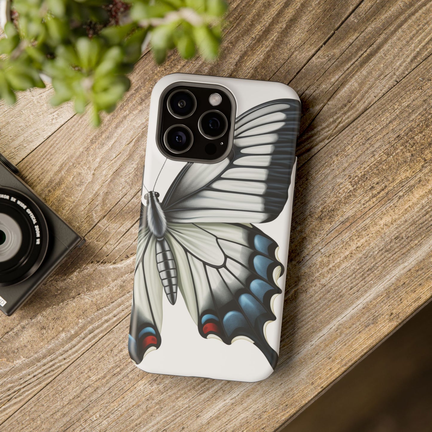 White Zebra Swallowtail Butterfly Re-imagined iPhone case Beautiful Butterfly MagSafe Tough Cases White Swallowtail Butterfly MagSafe iPhone Case