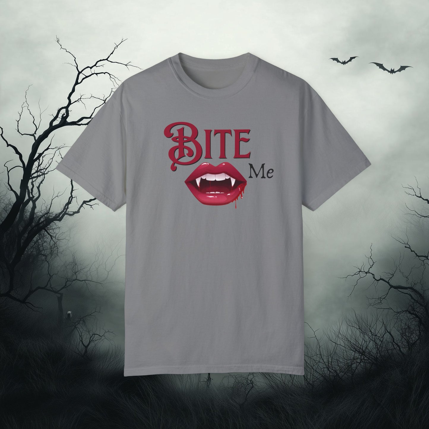 Bite Me Cute Halloween Graphic T - Cute Vampire Bite Me T-Shirt - Comfort Colors 1717