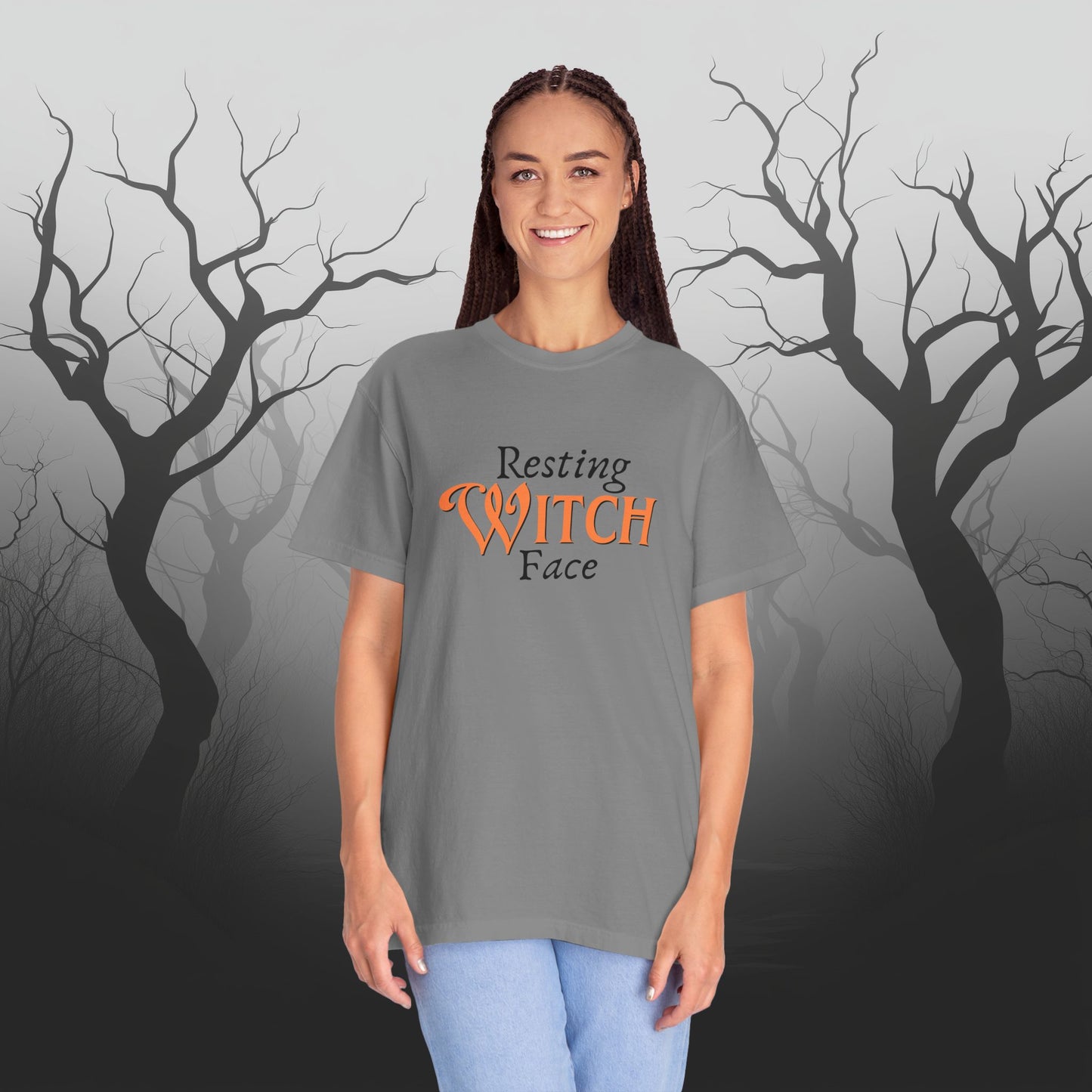 Resting Witch Face Funny Halloween Graphic T - Cute Comfort Colors 1717 Halloween Graphic T