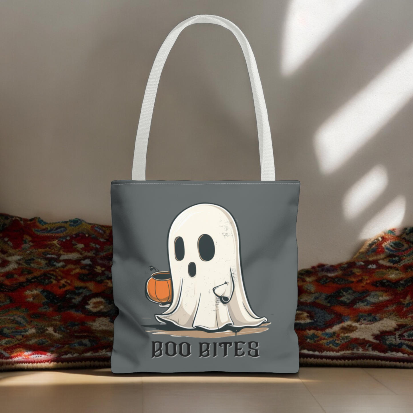 Halloween Trick-or-Treat Ghost Boo Bites tote bag for Trick Or Treat Halloween Costume Ghost Accessory for Kids Cute Ghost Candy Bag