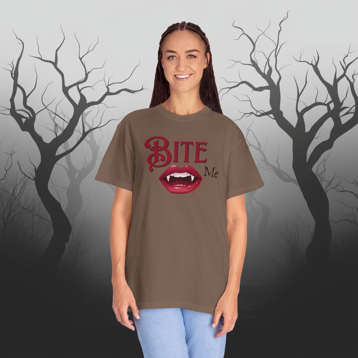 Bite Me Cute Halloween Graphic T - Cute Vampire Bite Me T-Shirt - Comfort Colors 1717