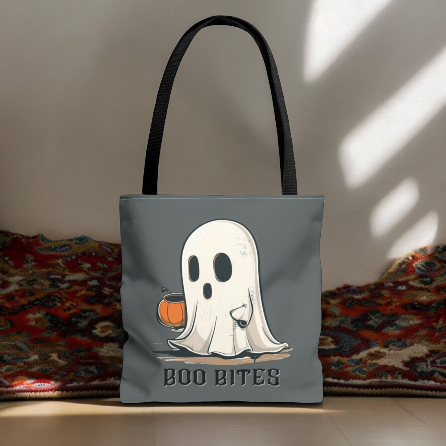 Halloween Trick-or-Treat Ghost Boo Bites tote bag for Trick Or Treat Halloween Costume Ghost Accessory for Kids Cute Ghost Candy Bag