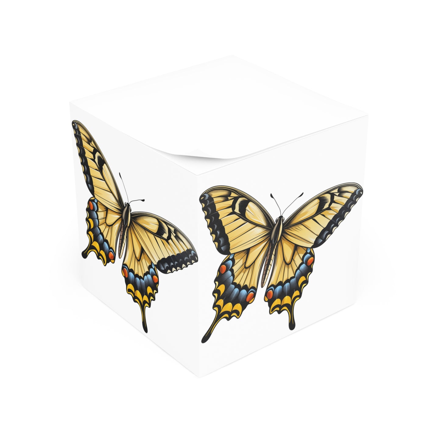 Butterfly Sticky Note Cube Decoration Stationary for Office, Home or School. Desk Decor and Organization Gift for Nature Lovers Tiger Swallowtail Butterfly Notepad