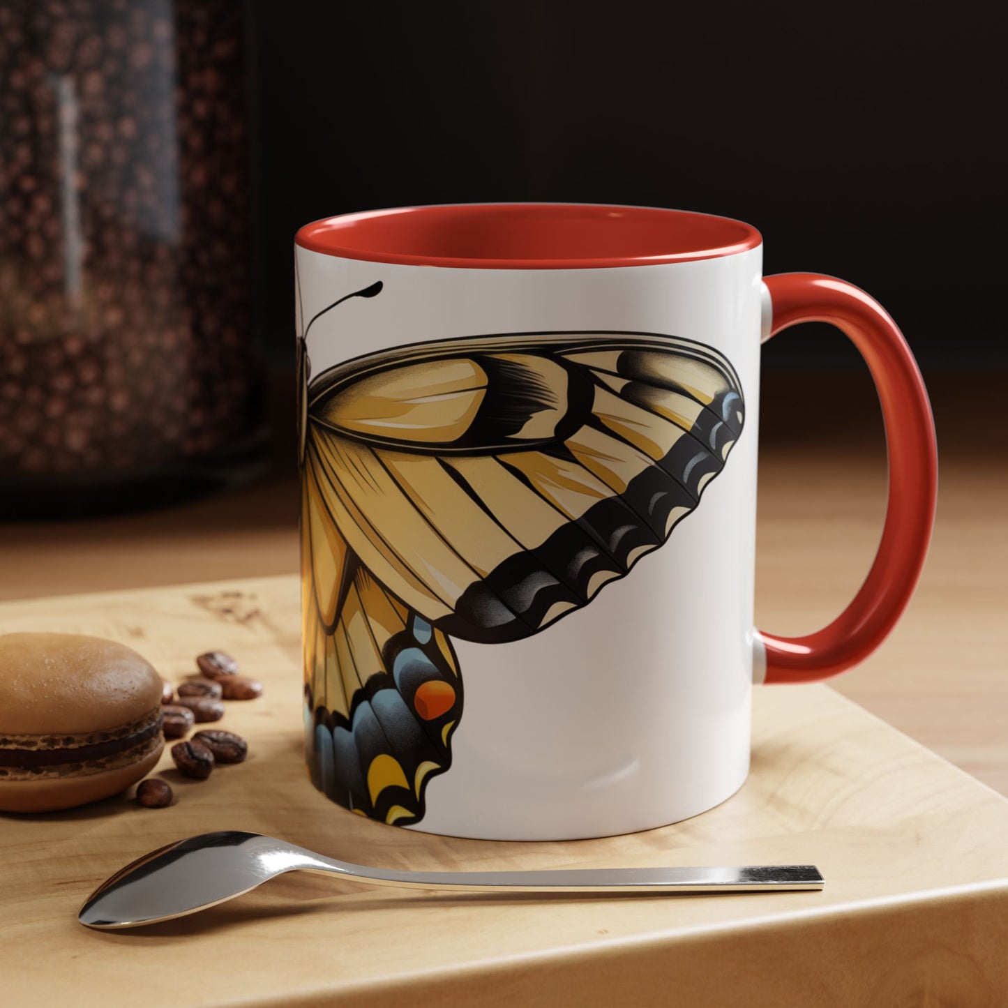 Yellow Tiger Swallowtail Butterfly Accent Coffee Mug, 11oz, Tiger Swallowtail re-imagined Beautiful Tiger Swallowtail Butterfly Coffee Mug & Tea Cup