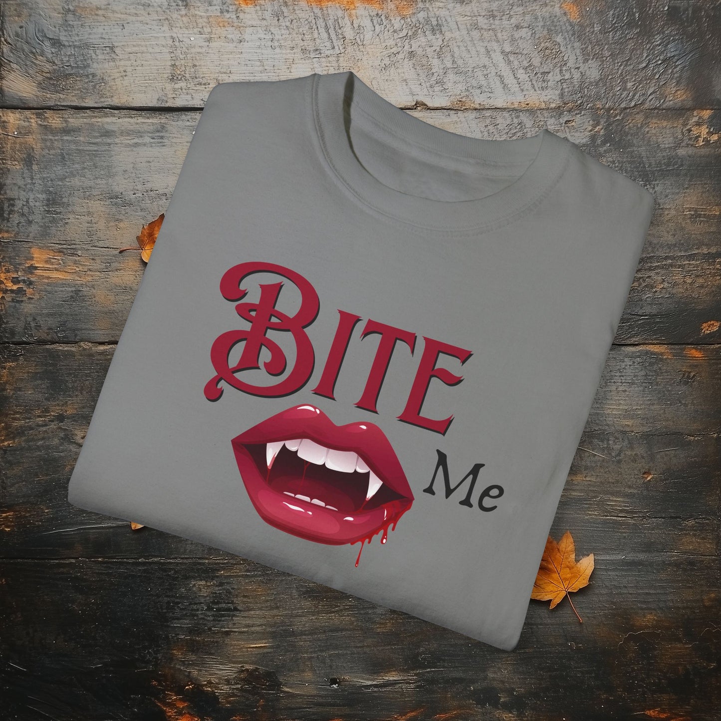 Bite Me Cute Halloween Graphic T - Cute Vampire Bite Me T-Shirt - Comfort Colors 1717