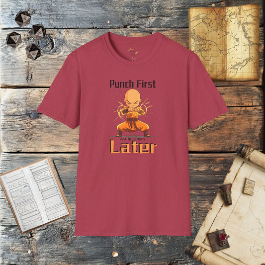 Punch First, Ask Questions Later - Fantasy Group Role Playing Graphic T-Shirt