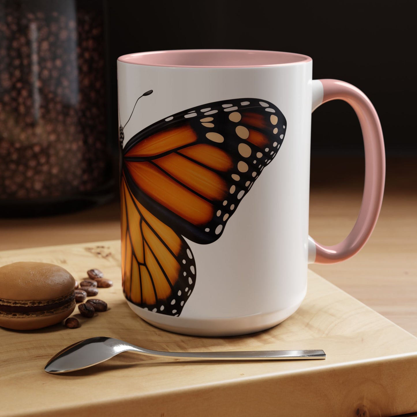 Monarch Butterfly Accent Coffee Mug, 11oz, Monarch re-imagined beautiful Monarch Coffee Mug or Tea Cup