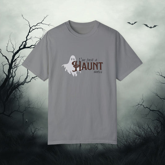 I'm a Haunt Mess Halloween Ghost Comfort Color 1717 Graphic T-shirt - Cute Vintage Ghost Graphic T-Shirt