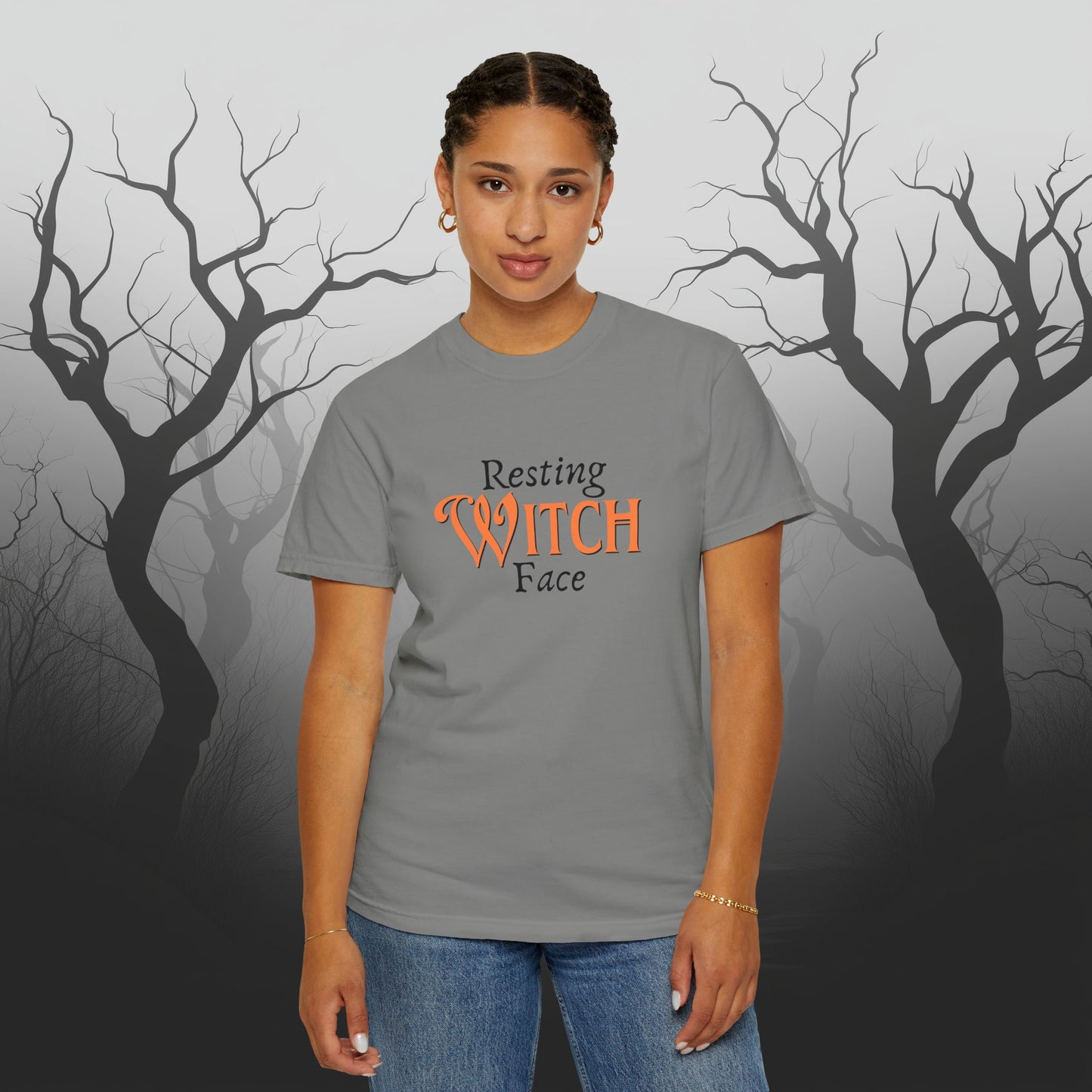 Resting Witch Face Funny Halloween Graphic T - Cute Comfort Colors 1717 Halloween Graphic T